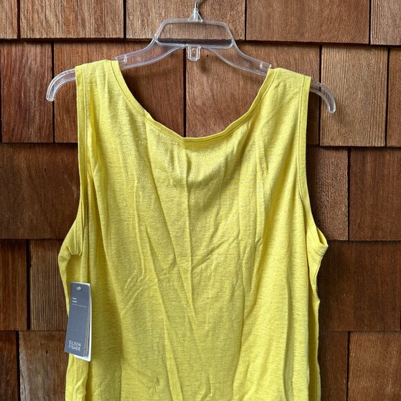 NWT Eileen Fisher Citron U-Neck Sleeveless Long Line Linen Tank Top - Women's 1X - Picture 8 of 9
